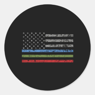 （Thin Blue Green Red Line American Flagサポート） ラウンドシール