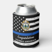 Thin Blue Lineロゴ警察官退職 缶クーラー (缶正面)