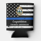 Thin Blue Lineロゴ警察官退職 缶クーラー (正面)