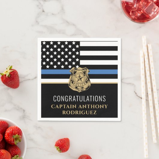 Thin Blue Line法執行警察の退職 スタンダードカクテルナプキン (インサイチュ)