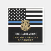 Thin Blue Line法執行警察の退職 スタンダードカクテルナプキン (正面)