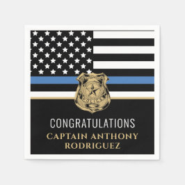 Thin Blue Line法執行警察の退職 スタンダードカクテルナプキン