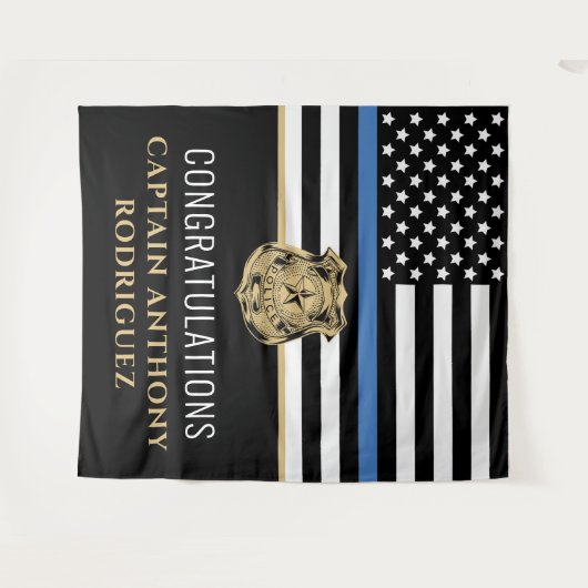 Thin Blue Line法執行警察の退職 タペストリー (正面(横))