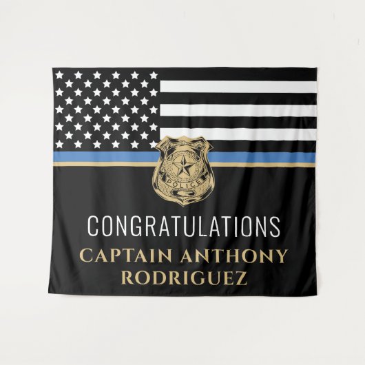 Thin Blue Line法執行警察の退職 タペストリー (正面(横))