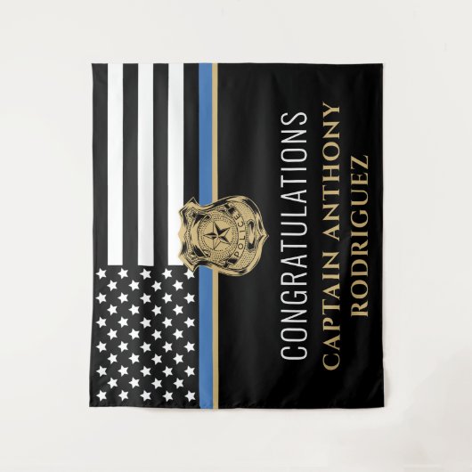 Thin Blue Line法執行警察の退職 タペストリー (正面)