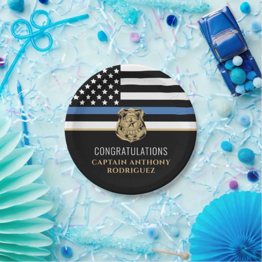 Thin Blue Line法執行警察の退職 ペーパープレート (パーティー)