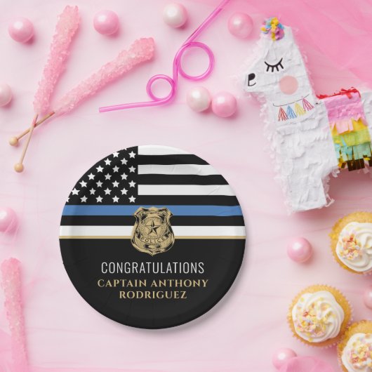 Thin Blue Line法執行警察の退職 ペーパープレート (パーティー)