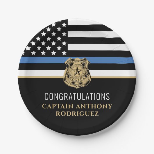 Thin Blue Line法執行警察の退職 ペーパープレート (正面)