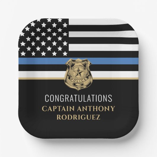 Thin Blue Line法執行警察の退職 ペーパープレート (正面)