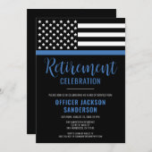 Thin Blue Line法執行警察の退職 招待状 (正面/裏面)