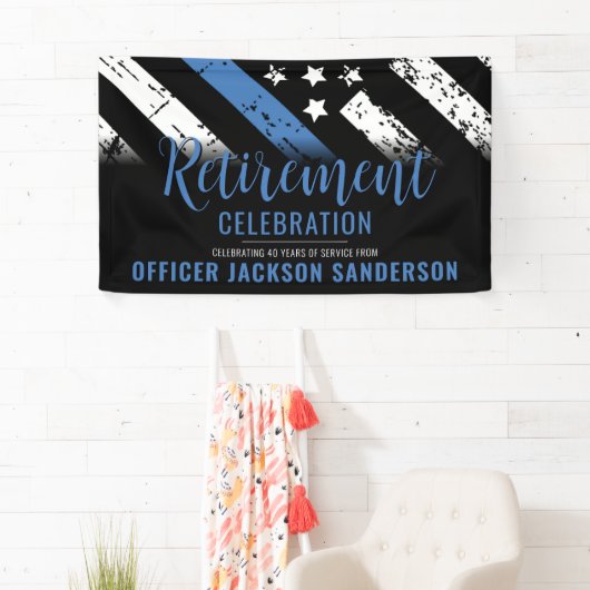 Thin Blue Line法執行警察の退職 横断幕 (インサイチュ)