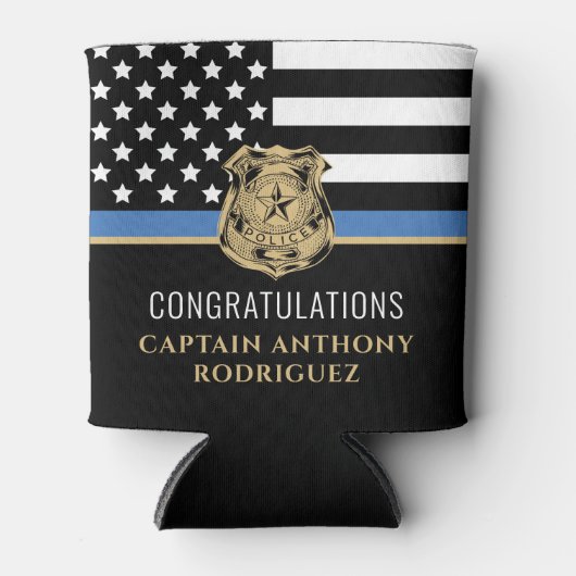 Thin Blue Line法執行警察の退職 缶クーラー (正面)