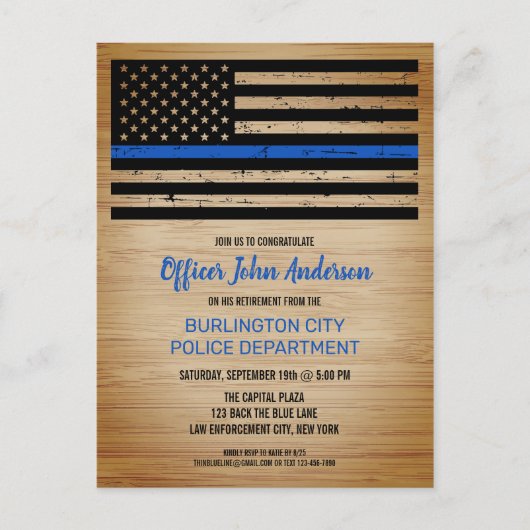 Thin Blue Line法執行警察の退職A 案内ポストカード (正面)