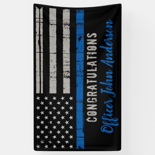 Thin Blue Line法執行警察の退職B 横断幕 (縦)