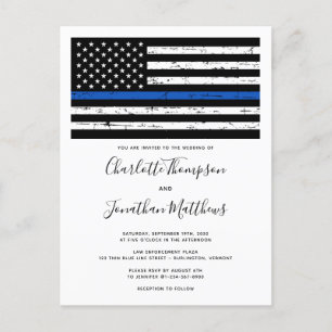 Thin Blue Line法執行警察結婚の  インビテーションポストカード
