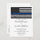 Thin Blue Line法執行警察結婚の  インビテーションポストカード (正面/裏面)