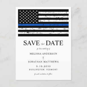 Thin Blue Line法執行警察結婚の 案内ポストカード