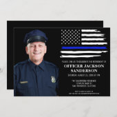 Thin Blue Line警察の退職パーティー写真 招待状 (正面/裏面)