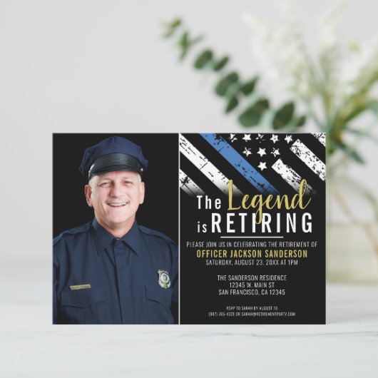 Thin Blue Line警察の退職パーティー写真 招待状 (スタンド正面)