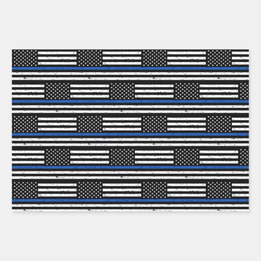 Thin Blue Line警察の退職法執行 ラッピングペーパーシート (正面)