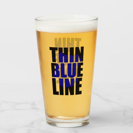 Thin Blue Line警察サポートバッジ タンブラーグラス (ドリンク正面)