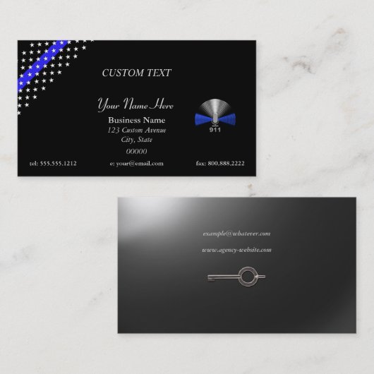 Thin Blue Line警察通信ビジネスカード 名刺 (正面/裏面)