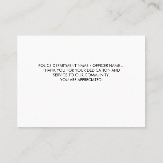 Thin Blue Line金ゴールドスクリプト警察ありがとう 名刺 (裏面)