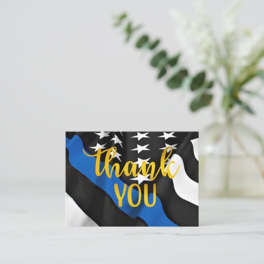 Thin Blue Line金ゴールドスクリプト警察ありがとう 名刺 (スタンド正面)