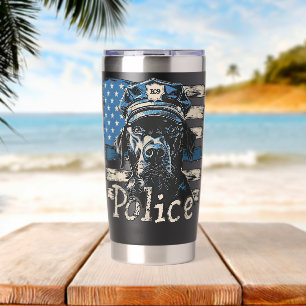Thin Blue Line アメリカ国旗 K9 ポリスドッグ ラブラドール 保温保冷タンブラー