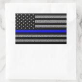 THIN BLUE LINE フラッグ 警察応援 長方形シール (バッグ)