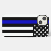 Thin Blue Line フラッグ USA iPhoneケース (裏面横)