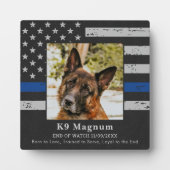 Thin Blue Line – 警察犬の写真EOW – オフィサーK9 フォトプラーク (正面)