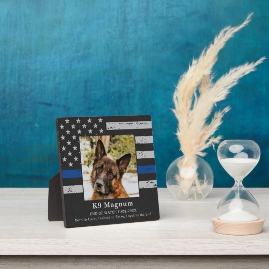 Thin Blue Line – 警察犬の写真EOW – オフィサーK9 フォトプラーク (インサイチュ)