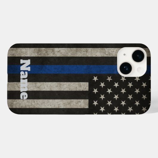Thin Blue Line Distressed American Flag Phone Case Case-Mate iPhoneケース (裏面 (横))