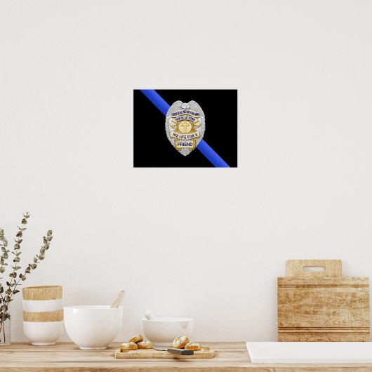 Thin Blue Line Flag & Badge ポスター (キッチン)