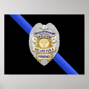 Thin Blue Line Flag & Badge ポスター