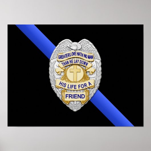 Thin Blue Line Flag & Badge ポスター (正面)