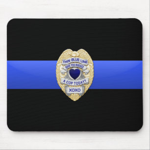 Thin Blue Line Flag & Badge マウスパッド