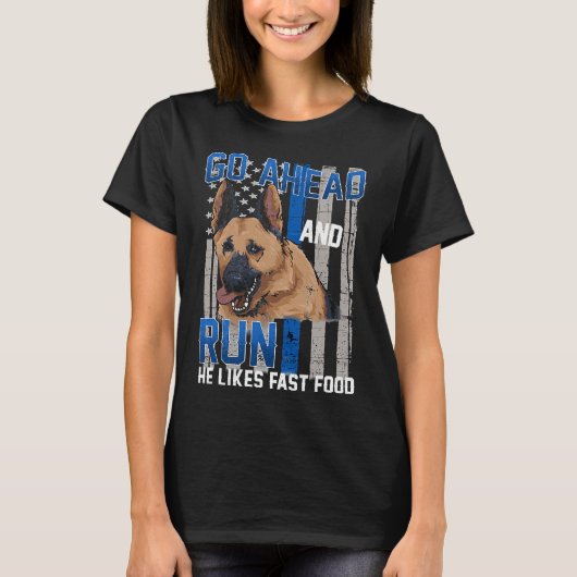 Thin Blue Line Flag Police Dog German Shepherd K 9 Tシャツ (正面)