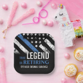 Thin Blue Line Flag Police Officer Retirement ペーパープレート (パーティー)