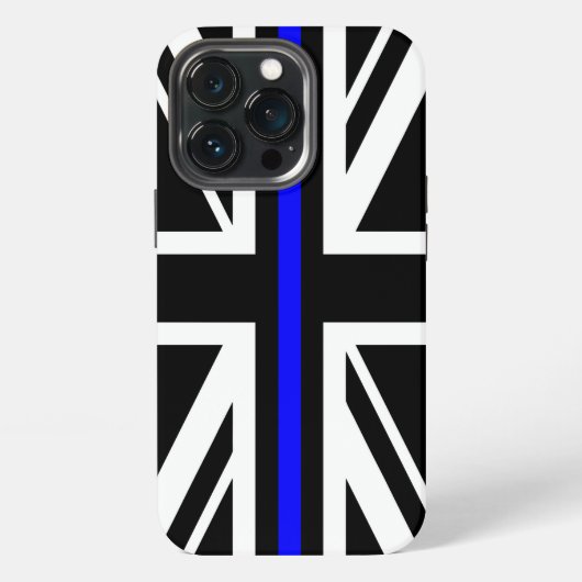 Thin Blue Line Flag united kingdom police cop symb iPhoneケース (裏面)