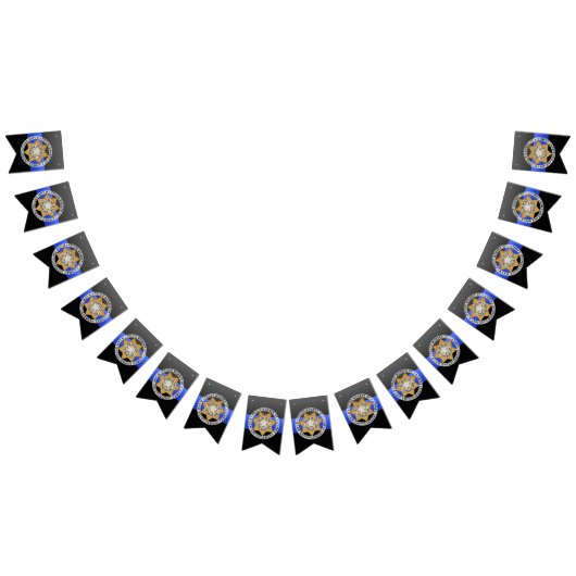 Thin Blue Line Law Enforcementファミリーバッジ バンティングフラッグ (全)