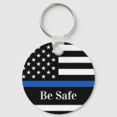Thin Blue Line Law Enforcement Be Safe Police キーホルダー (裏面)