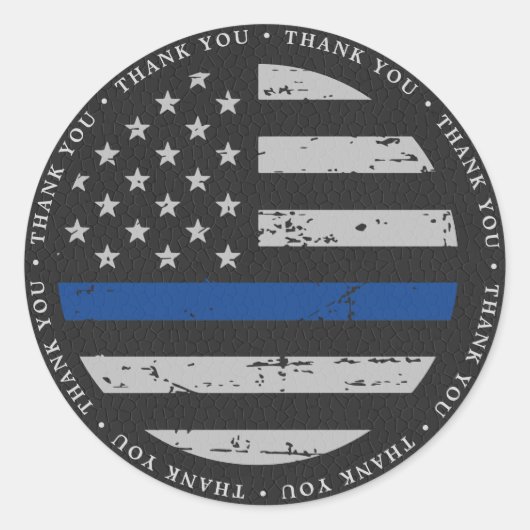 Thin Blue Line Law Enforcement Policeありがとう ラウンドシール (正面)