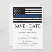 Thin Blue Line Law Enforcement Police 結婚's セーブザデート (正面)