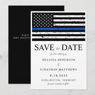 Thin Blue Line Law Enforcement Police 結婚's セーブザデート