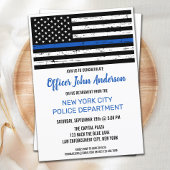 Thin Blue Line Law Enforcement Police Retirement 招待状