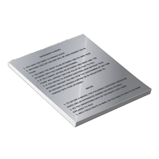 Thin Blue Line & Mirandaの権利警告と権利放棄 ノートパッド (アングル)