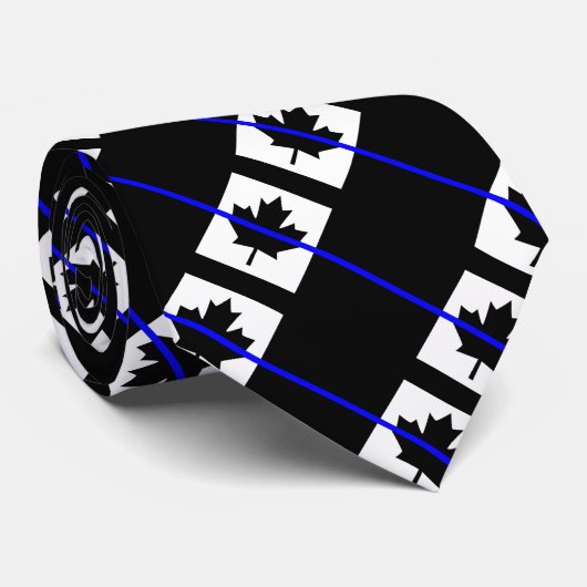 Thin Blue Line on Canadian Flag ネクタイ (ロール)