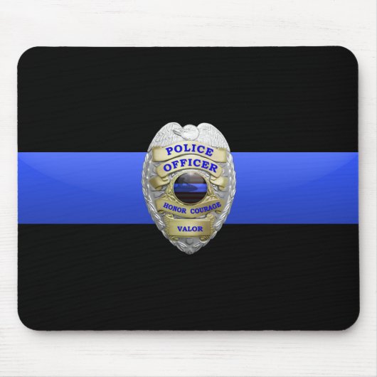 Thin Blue Line Police Badge Mouse Pad マウスパッド (正面)